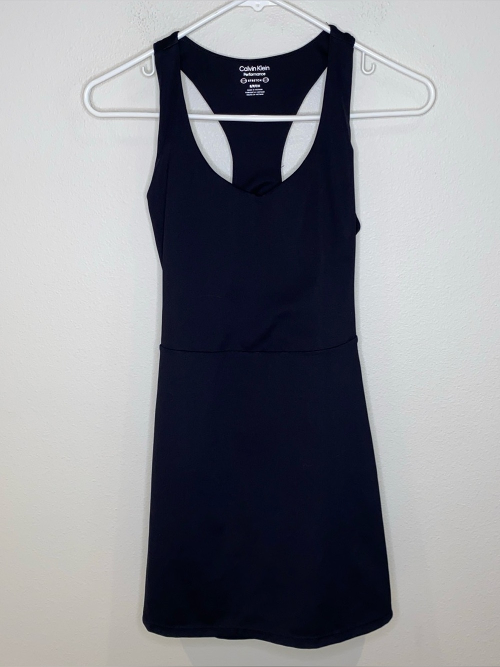 Calvin Klein Performance Racerback Tennis Dress With Built In Shorts Black Sz S